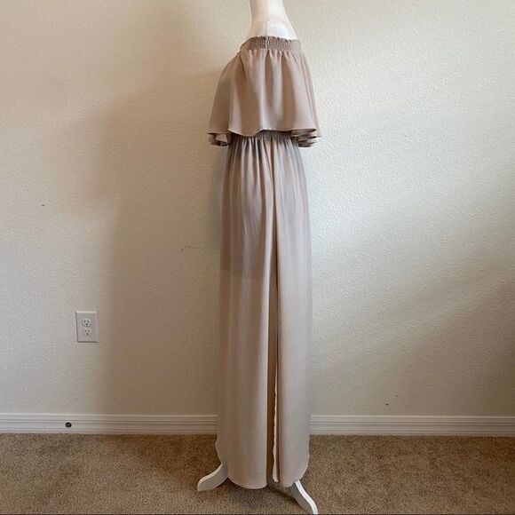 𝅺show me your Mumu Nude Hacienda Boho Convertible Bridesmaid Maxi Dress Small - Picture 4 of 13
